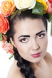 Woman with roses in hair