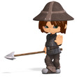 cute and funny cartoon guard. 3D rendering with clipping path