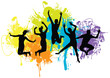 people jumping on an ink splat background people jumping on an ink splat background