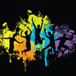 people jumping with ink splash background