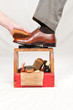 Antique shoe shine box and worker Antique shoe shine box and worker