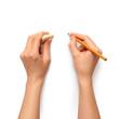 human hands with pencil and erase rubber human hands with pencil and erase rubber