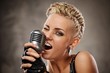 Close-up portrait of a steam punk singer