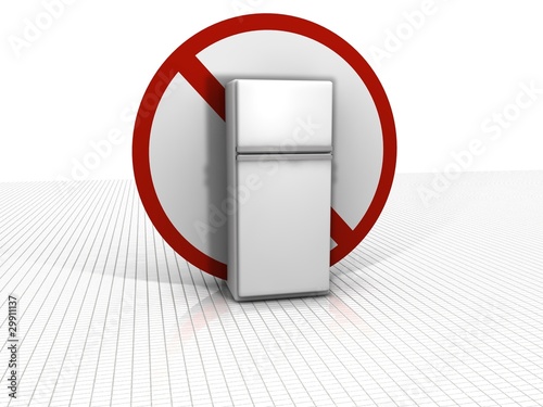 Illustration: Kühlschrank mit Verbotsschild Kühlschrank mit Verbotsschild