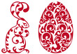 easter bunny with red egg, vector