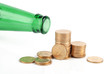 Wine bottle and money