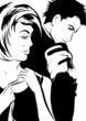 croquis noir et blanc jeune couple amoureux dos à dos croquis noir et blanc jeune couple amoureux dos à dos