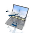 The plane takes off from the laptop monitor The plane takes off from the laptop monitor