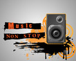 Musical grunge composition with speaker.