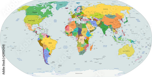 Fototapeta Global political map of the world, vector