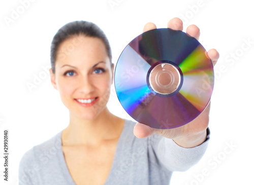 Photo: Woman with cd Woman with cd