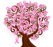 vector illustration of a breast cancer pink ribbon tree