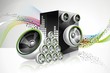 Abstract vector shiny design with speakers