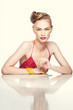 a colorful beauty portrait of a blonde, young woman