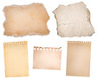 collection old paper isolated on white