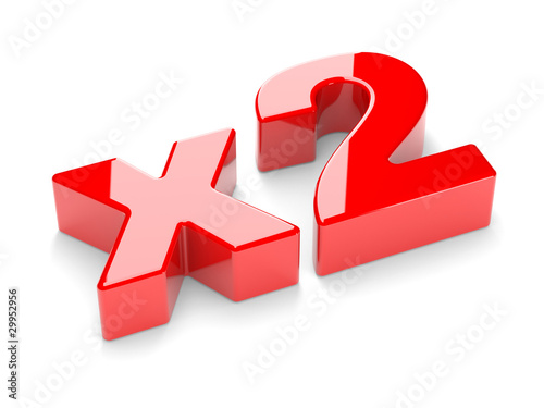 Illustration: 3D an inscription "x2" 3D an inscription "x2"