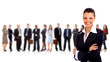 Leader and her team, Young attractive business people