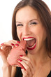 Woman eats RAW