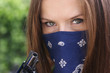 Photo: Girl with Bandana and Gun Girl with Bandana and Gun