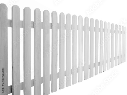 Photo: painted wooden fence on white background painted wooden fence on white background