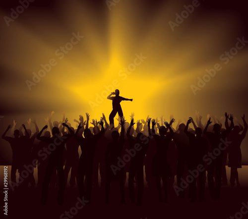 Illustration: Cheering Crowd at pop star concert Cheering Crowd at pop star concert