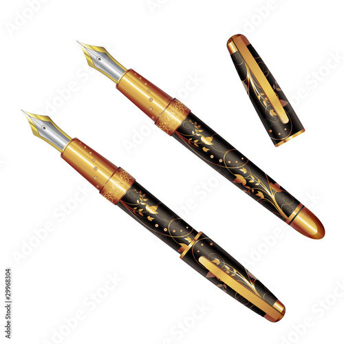 Vektor: Old pen with decoration isolated on white Old pen with decoration isolated on white