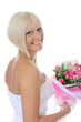 Happy bride with a bouquet