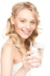 beautiful woman with glass of water