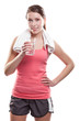 Sporty woman holding water