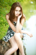 beautiful woman talks by mobile phone