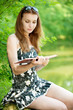 beautiful young  woman  reading  a book