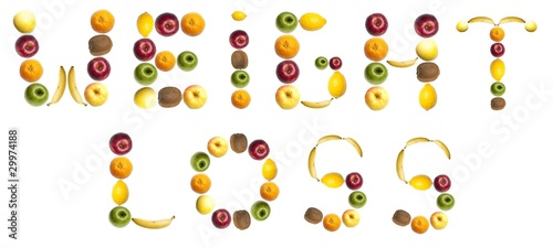 Photo: Weight loss word made of food in forks Weight loss word made of food in forks