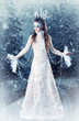 Beautiful brunette in a dress of Snow Queen