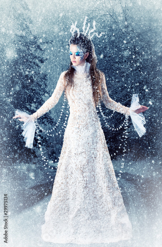Photo: Beautiful brunette in a dress of Snow Queen Beautiful brunette in a dress of Snow Queen