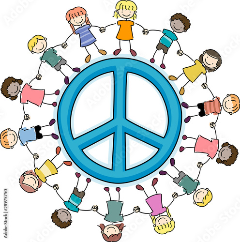 Illustration: Kids Surrounding a Peace Sign Kids Surrounding a Peace Sign