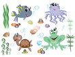 Sea animals,icons, vector