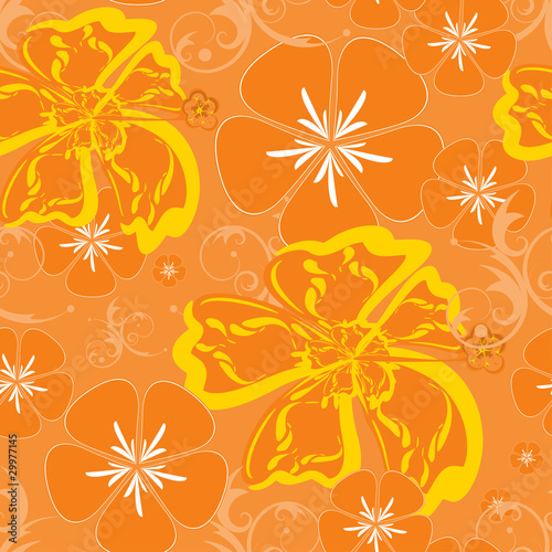 hawaiian islands vector. Seamless orange Hawaii pattern