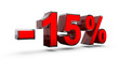 Réduction moins 15 % chiffre 3d rouge