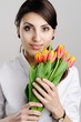Young woman with tulips
