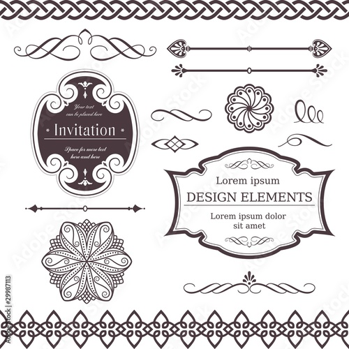 Vector: Various borders, dividers, swirly design elements Various borders, dividers, swirly design elements