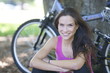 Beautiful Woman Cyclist Rests