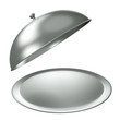 Illustration: Silver catering tray with dome. 3D render. Silver catering tray with dome. 3D render.