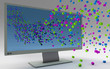 Three dimensional TV concept isolated n white