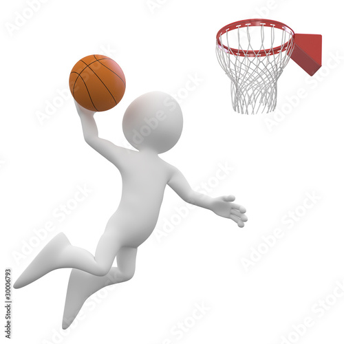 Illustration: Basketball player making a dunk in the basket Basketball player making a dunk in the basket