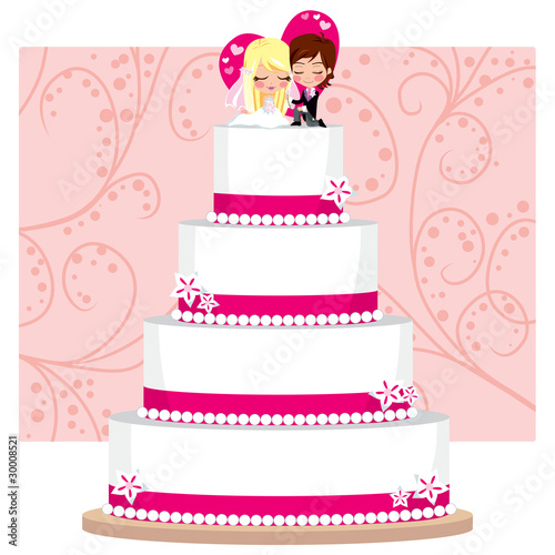 wedding cakes with flowers on top. Zoom Not Available : Vector images are scalable to any size. Strawberry Wedding Cake with flowers an figures on top