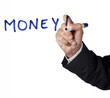 mot money! écrit au marker bleu
