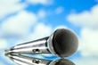 microphone on blue microphone on blue