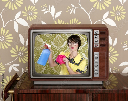 Photo: ad tvl retro nerd housewife cleaning chores ad tvl retro nerd housewife cleaning chores