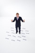 Angry businessman surrounded by spam