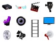 Set of cinematographic objects. Vector